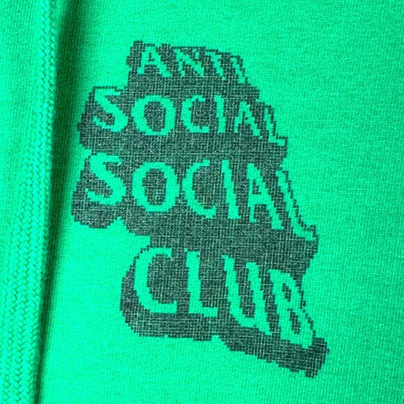 Anti Social Social Club Hoodie Men Large Green Pixel Logo Graphic Streetwear USA - Picture 6 of 13